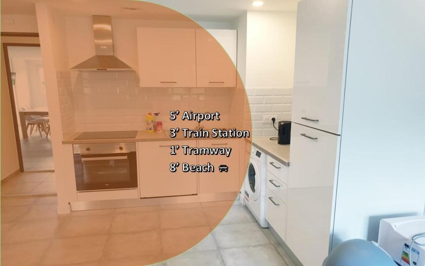 Big Flat Sea Vieuw 95 M2 5 Rooms Near Airport 5 Min Train 3 Min And Tram On Site, Beach 7 Min, 2 Showers And 2 Toilets , Neuf Grand Appartement 95 M2 5 Chambres Proche Aeroport 5 Min Train 3 Min Et Tramway Sur Place, Plage 7 Min 2 Douches Et 2 Wc Vue Nice Eksteriør bilde